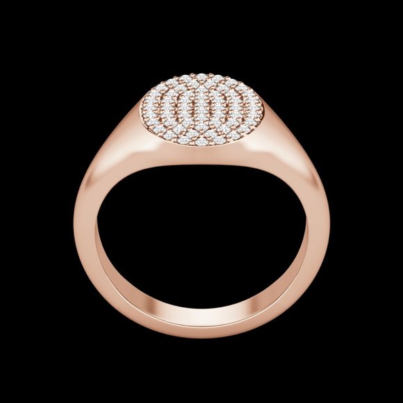 Oval Pavé Signet Ring - Picture 5 of 9